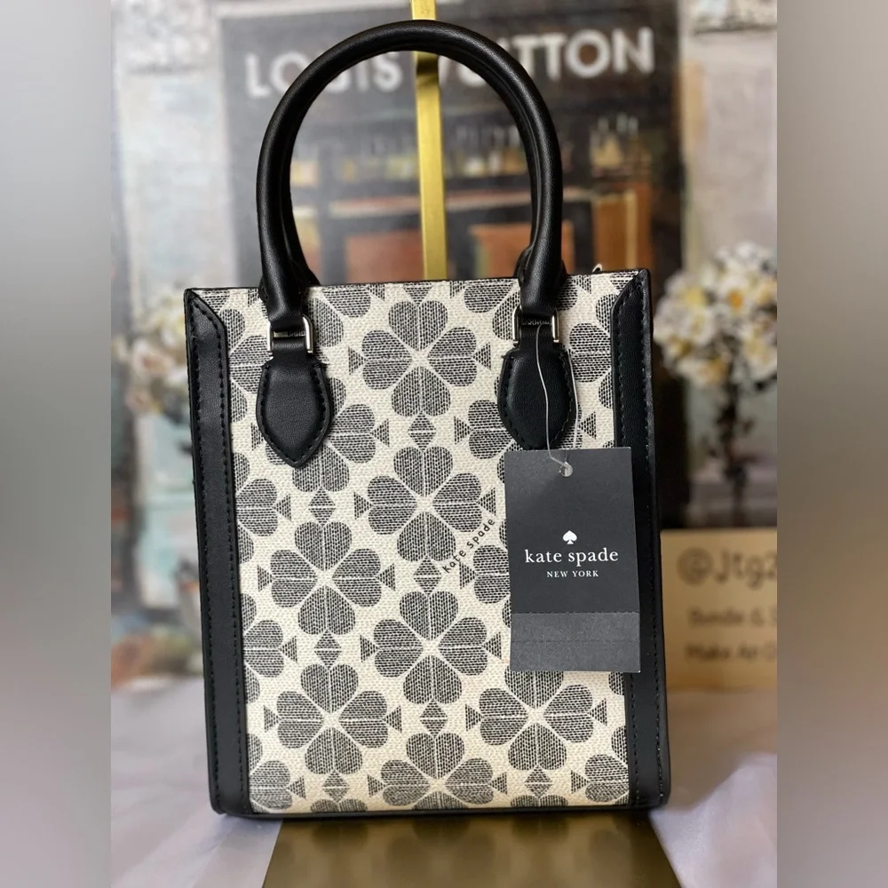 NWT Kate Spade Spade Flower Mini Tote + Cardholder Set | Black Multi - Picture 6 of 7